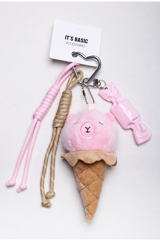 Pembe Kahve Dondurma Ve Candy Detaylı Çoklu Objeli Tasarım Charm Anahtarlık