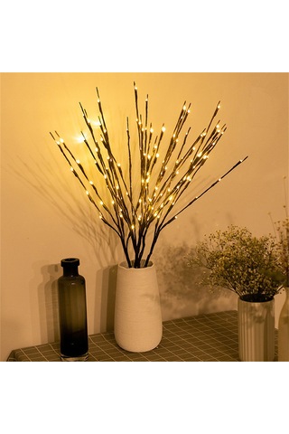 Moveevo Led Dal Şekilli Işıklı Zincir, 20 Ledli Islak Beyaz, 70cm, Flaş/sabit Mod, Ip44 Su Geçirmez, Odalar İçin Dekoratif Aydınlatma 1 Adet Siyah