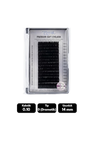 Misyul 0.10d Dramatik Kıvrım 14 Mm Soft Eyelash Doğal İpek Kirpik 16'lı