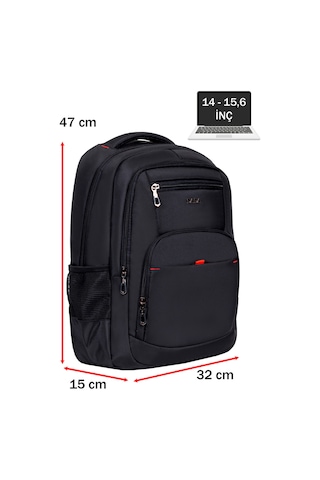 Dada 03 Usb Aparatlı Siyah Laptop Sırt Çantası 15,6 İnç Geniş İç Hacim Darbe Emici Koruma