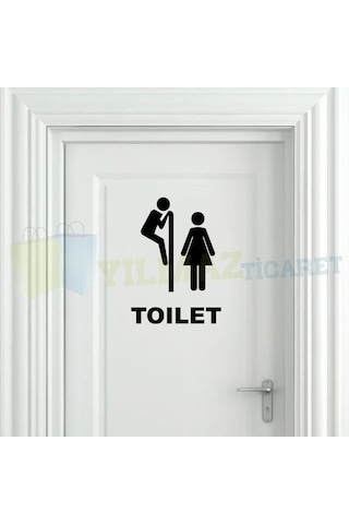 Yılmazetic Wc Toilet Kapı Klozet Yapıştırma Banyo Sticker 13 x 9 CM