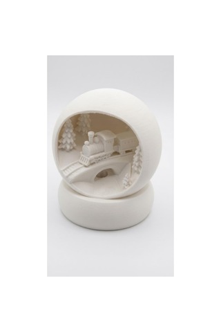 Tren Detaylı Tealight Mumluk Beyaz