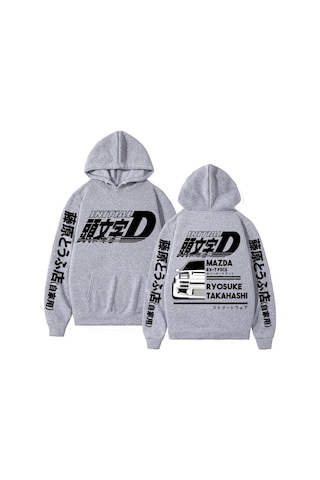 Japonya Anime İlk D Grafik Baskı Düzenli Unisex Bol Kesim Erkek Ve Kadın Yeni Moda Kostüm Cosplay Cool Ae86 Sweatshirt Sari