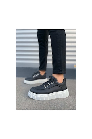 DMR Elegance Jy010 Cloud Bağcıklı Cilt Erkek Günlük Sneaker Ayakkabı Cbt - Siyah