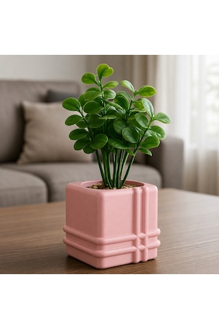 Buradabulabilirsin 3d Baskı Square Planter - Izgara Desenli Küp Saksı-pembe Bbz