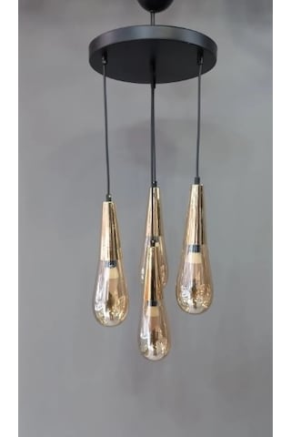 Modern Mermi Cam 4 Lü Sarkıt Avize Gold