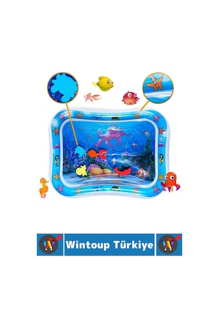 Özel Üretim Bpa Free Bebek Aktivite Oyuncağı Emekleme Zamanı Yatak Minder Renkli Su Oyun Matı Mavi