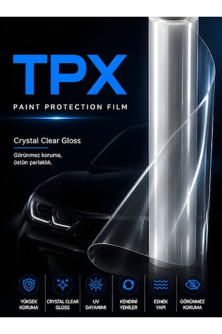 Tpx 7.5 Mil Şeffaf Ppf Kaplama Film Poliüretan Crystal Clear Gloss Boya Koruma Filmi 152 Cm X 2 Metre