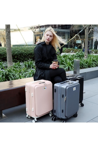 Biggdesign Moods Up Ön Bölmeli, Bardaklık Ve Usb Girişli Kabin Boy Valiz 20" Pembe