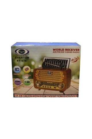 Everton Rt-674 Bluetooth-usb-sd-fm Şarjlı,solarlı Nostaljik Radyo