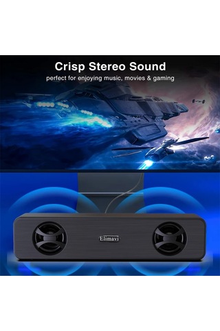 Primepickings Mikro Bilgisayar Hoparlörü Matte Black Kablolu Küçük Masaüstü Ses Sistemi