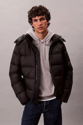 Calvin Klein Erkek Normal Kalıp Çıkarılabilir Kapüşonlu Şişme Mont - Siyah Black