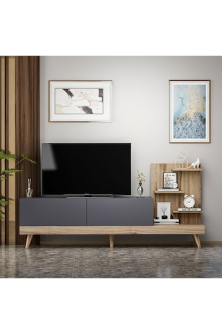 Dizayn Raflı Tv Ünitesi Antrasit Antrasit