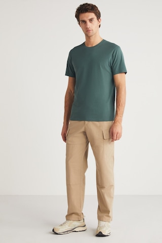 Grimelange Mıchel Erkek Slim Fit Dar Kesim %100 Organik Pamuklu Yana Kayan Dikişli Basic Örme Yeşil T-shirt