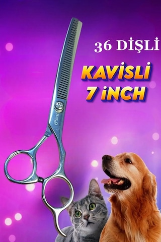 Pet Shop Makası 7 İnç Kavisli Ara Makas Ergonomik Tasarım Kolay Ş