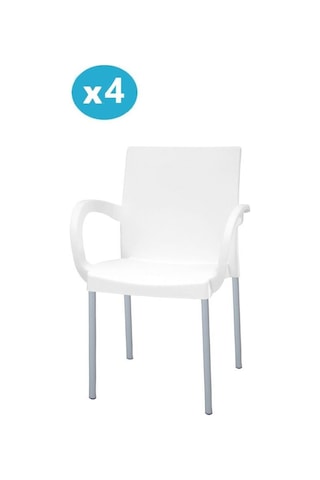 Omnipazar Mt-cf880 Mare Plastik Bahçe Balkon Koltuk Sandalye 4'lü Set Beyaz