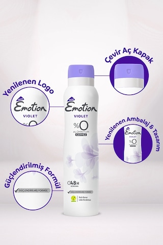 Violet Kadın Alüminyumsuz Vegan Deodorant 3x150ML Hızlı Kurur,leke Bırakmaz