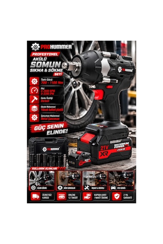 Prohummer Phm003 Blackforce Profesyonel Kömürsüz Akülü 4lü Vidalama Seti - 21v 4ah 700nm Somun Sökme, Vidalama Matkap, Kırıcı Delici Ve Avuç Taşlama