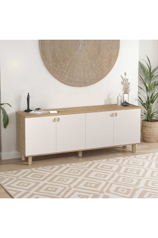 Bohem 4 Kapaklı İç Çekmeceli Konsol - Florida Meşe/vizon 207x79x45 Cm