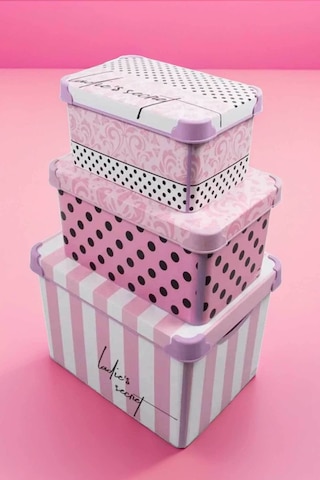 Style Box Ladys Secret Desenli 3 Parça Dekoratif Saklama Kutusu Seti Çok Renkli
