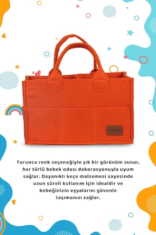 Keçe Anne Bebek Bakım Çantası Turuncu