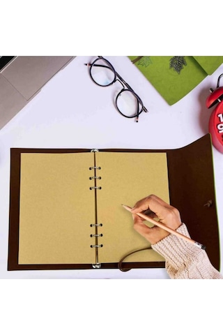 Kişiye Özel İsim Yazılı Yaprak Desenli Deri Defter Ve Kalem Hediye Seti Mavi