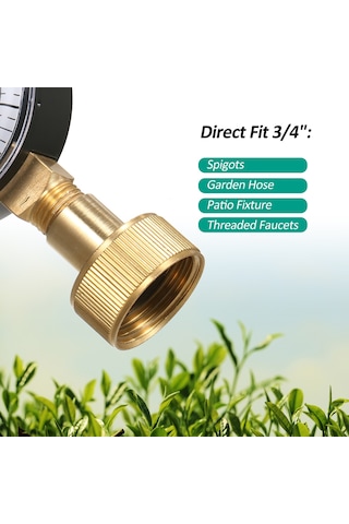 Shineyee Su Basıncı Test Cihazı 0-200psı, 3/4" İç Dişli, Bakır Gövde, Kırmızı Göstergeli, 2.5" Manometre