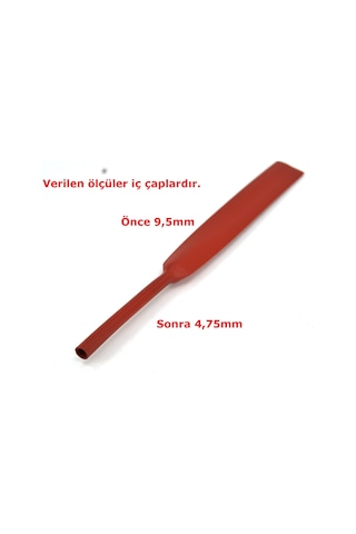1 Metre 9,5mm Kırmızı Isı İle Daralan Makaron Kablo Izolasyon