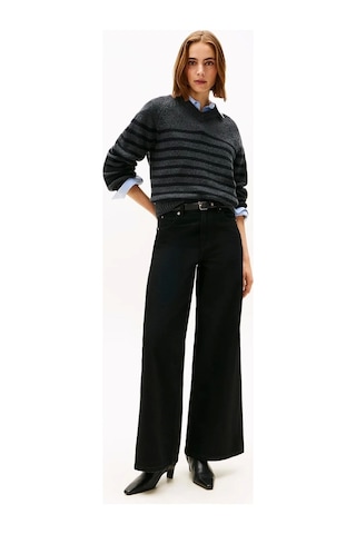 Tommy Hilfiger Siyah Denim 70'ler Stili Geniş Paça Yüksek Bel Kadın Jeans Ww0ww482541by Siyah
