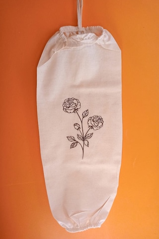 Emtory Home Güldalı Baskılı Çift Lastikli Naturel Keten Poşetlik