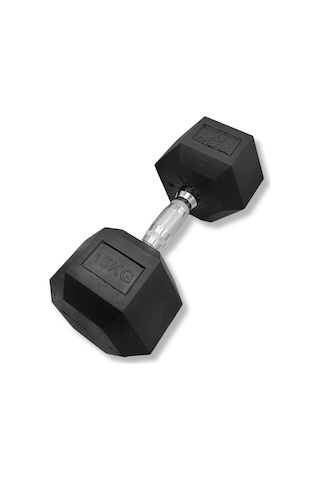 Rebuwo 15 KG 1 Adet Hex Dambıl Kauçuk Altıgen Dambıl Hex Dumbbell