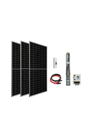 110 V Volt 1.6 Hp 1.3 Kw 1300 W Watt Dc Kademeli Dalgıç Solar Pompa 1650 Watt Güneş Paneli Solar Sulama Paket Sistem