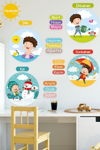 Mevsimleri Öğreniyorum Çocuk Odası - Okul - Sınıf Sticker Seti