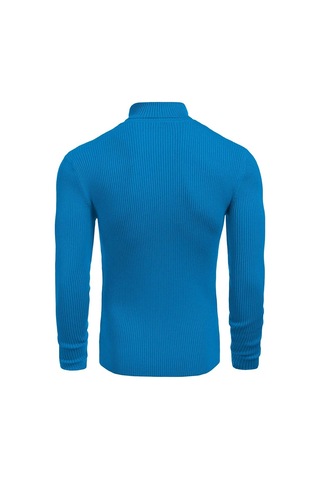 Polızeı Erkek Slim Fit Boğazlı Triko Kazak Esnek Dokulu Mavi