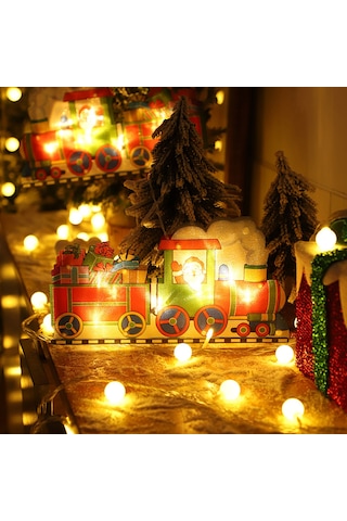 Mufunye Noel Aydınlatması S4 Noel Baba Kayık Led Işık Zinciri Pencere Perde Dekorasyonu 3v Pilli Isınak Beyaz Pil Dahil Değil