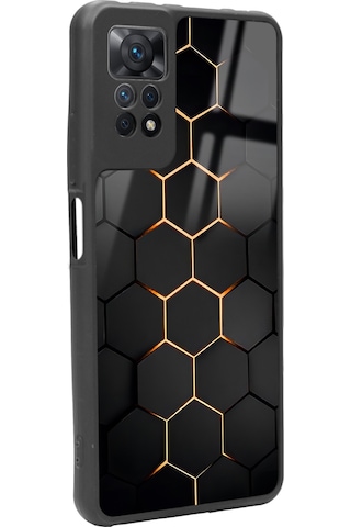 Xiaomi Redmi Note 11 Pro Yellow Carbon Tasarımlı Glossy Telefon Kılıfı Siyah