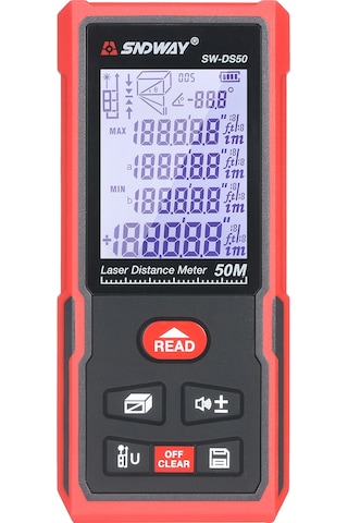 Reedark Sndway Sw-ds50 Taşınabilir Lazer Mesafe Ölçer, 50m Hassas Ölçüm, Kızılötesi Elektronik Cetvel, Pil Hariç