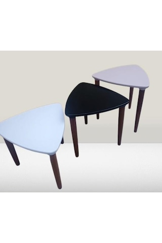 Zigon Sehpa Model 90517 Konik Ayak Üçgen Tabla Üç Renk Kutuda Sevk El Yapım