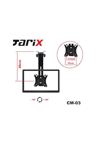 Tarix Cm-03 Eğimli Tavan Askı Aparatı 17"-27"