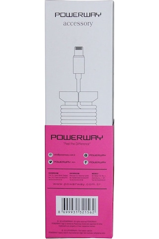 Powerway CX10 Örgülü Lightning Hızlı Şarj Kablosu 1.1 M Pembe