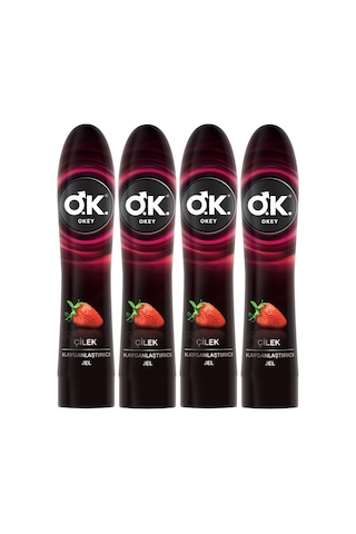 Okey Çilek Aromalı Kayganlaştırıcı Jel 4 x 100 ML