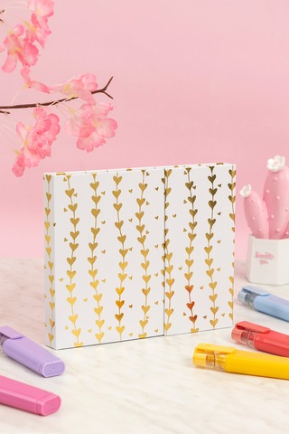 Studi Manyetik Kapaklı Notluk Seti - Kalp Desen