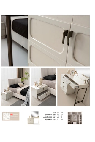 Malina Mdf Yatak Odası Takımı Başlık Dahil Baza Hariç