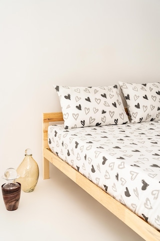 Soley Mix & Match Lover %100 Pamuk Çift Kişilik Çarşaf Seti Beyaz