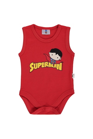 Civil Baby Superman Baskılı 3-18 Ay Çıtçıtlı Badi - Kırmızı