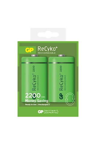 GP ReCyko+ GP220DH-2U2 2200 mAh D Boy Ni-MH Şarj Edilebilir Pil 2'li