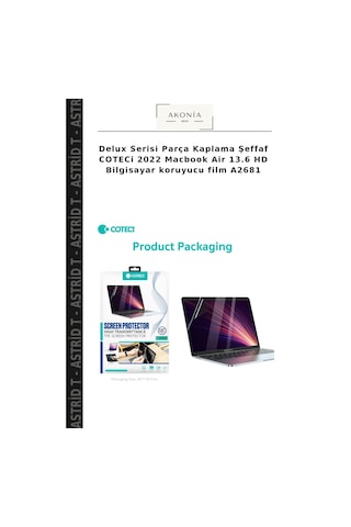 Delux Serisi Parça Kaplama Şeffaf Coteci 2022 Apple MacBook Uyumlu Air 13.6 Hd Bilgisayar Koruyucu Film A2681