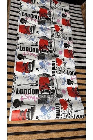 45cm X 10 Metre 1 Rulo Folyo Yapışkanlı London Yazılı Kafe Mutfak Duvar Kaplama Folyosu Kağıdı
