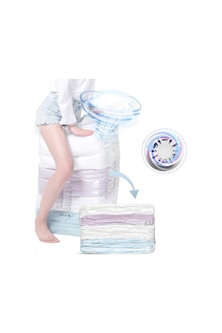 Xiyyadms Ev İçin Hava Alma Gerektirmeyen Vakum Sıkıştırma Çantası - Kıyafet, Battaniye Saklama İçin 80x100x38cm立体model Beyaz