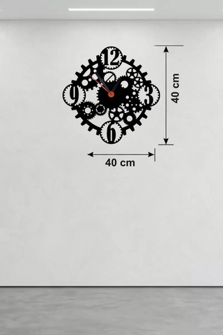 Mey Najmaddin Mekanik Dişli Çark Tasarım Ahşap Duvar Saati - 40x40 Cm Steampunk Dekor Najmaddin Çok Renkli